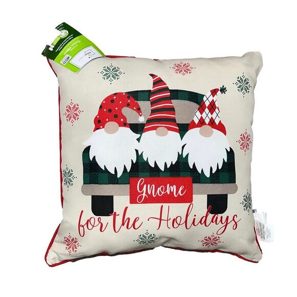 Gnome for The Holidays Throw Pillow, 16 x 16 inches, Outdoor - Picture 1 of 3